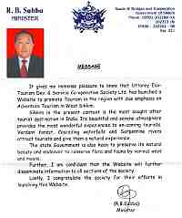 Message from R.B Subba [Minister :: Sikkim]